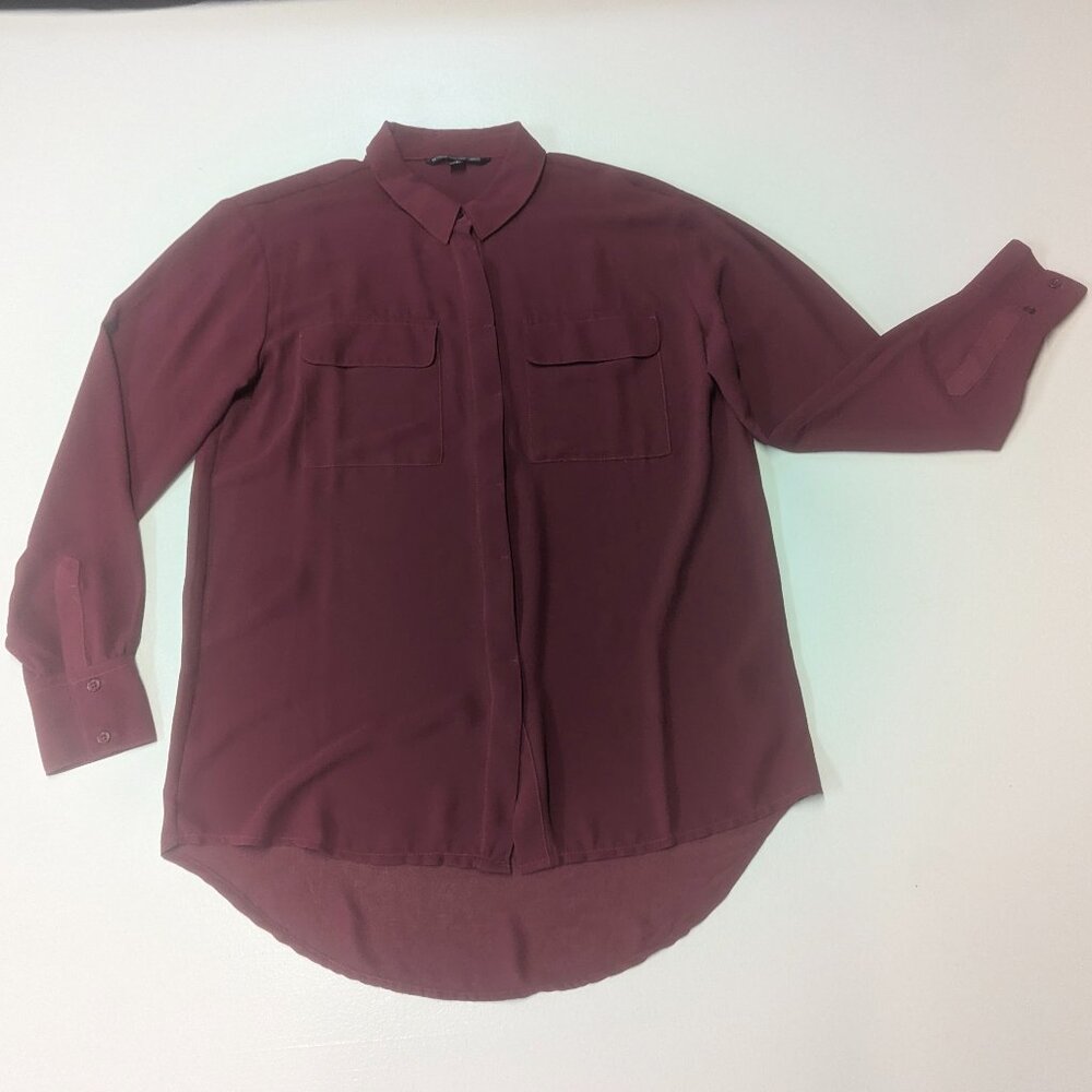 W118 by Walter Baker Sheer Wine Colored Blouse Size Small